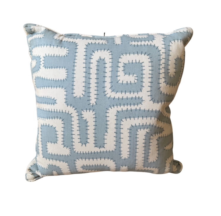 Blue and White Patterned Pillow