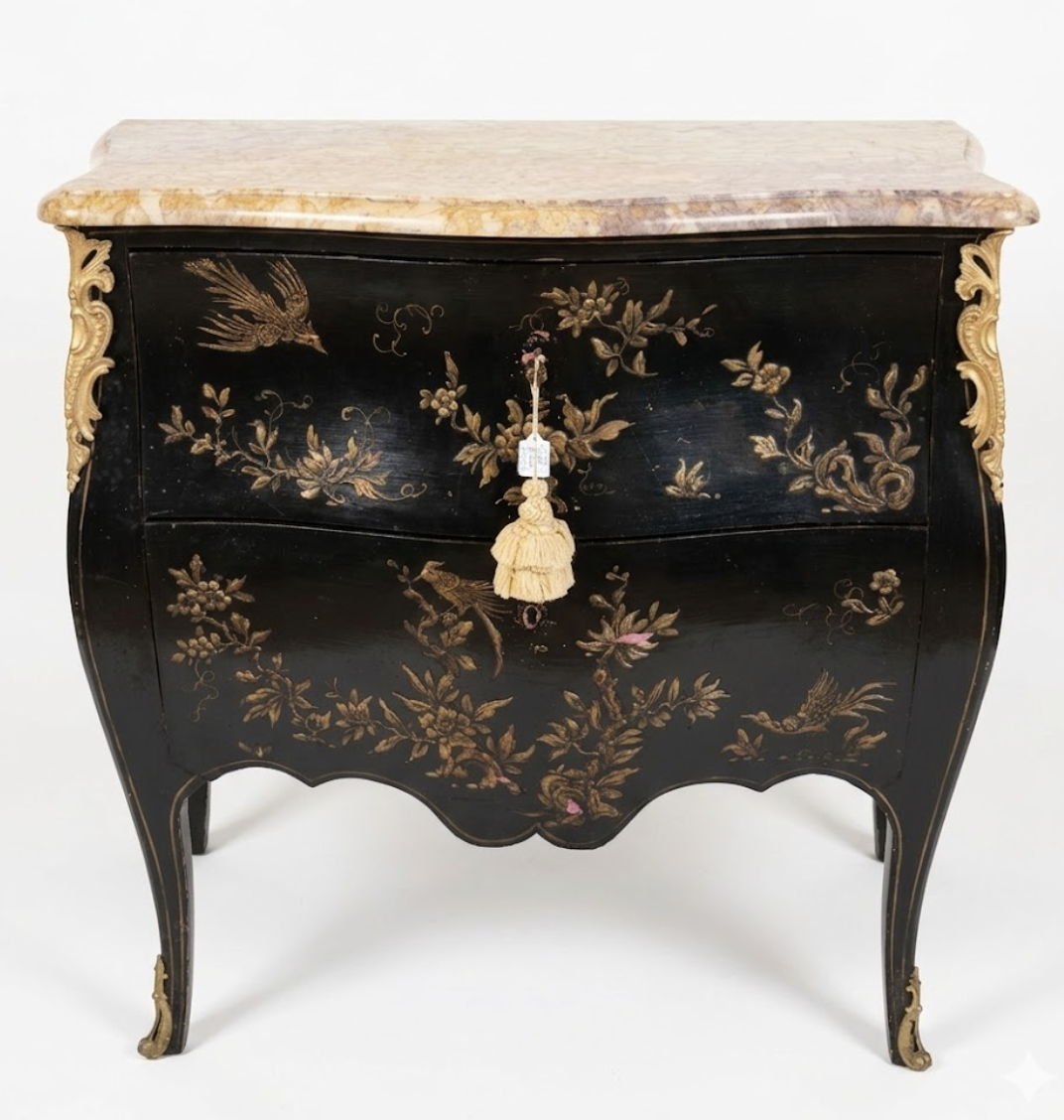 Pair of Marble Top Chinoiserie End Tables