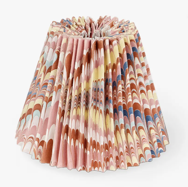 Hand Marbled Small Pleated Lampshade - Twilight Mountain