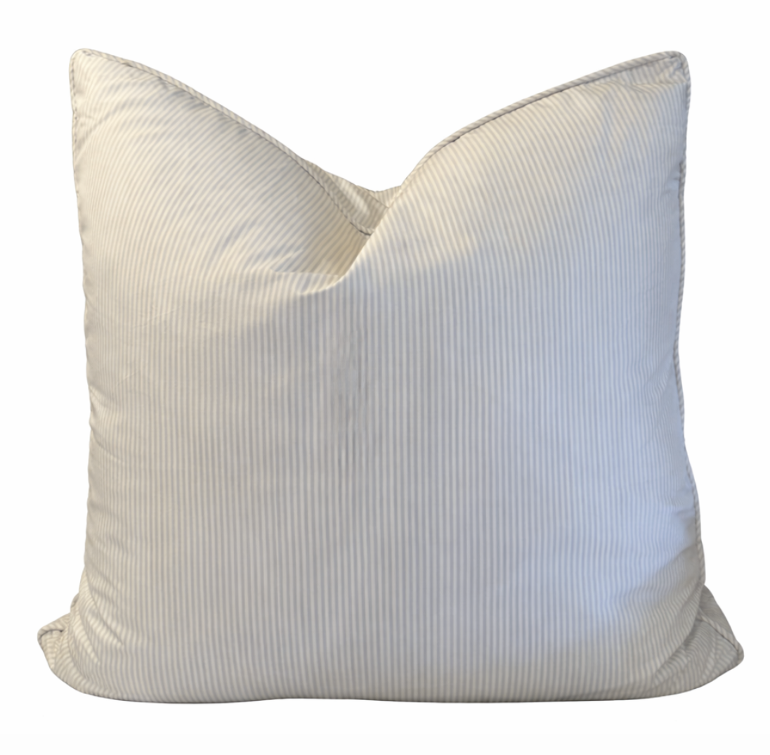 Grey and White Striped Pillow