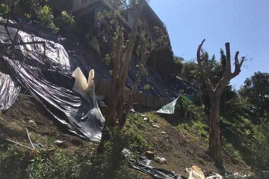 ROCKY ROAD — Pictured: the current state of the hillside below the 901 Strada Vecchia home in Bel Air