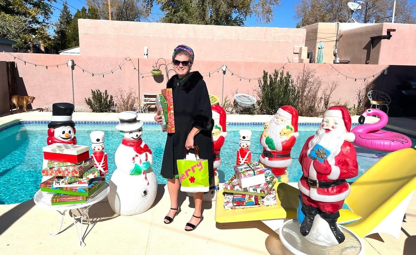#TBT to Chelle Summer Holiday 2022 with some of my &ldquo;holiday friends.&rdquo; The coat belonged to my mom, the green dress to a junior high/high school classmate whose grandmother wore it to her parents&rsquo; wedding over fifty years ago. #vinta