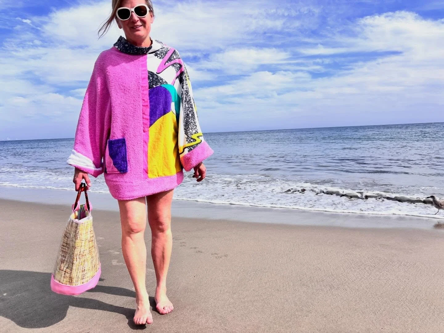 Prepping for @tikioasismarketplace this weekend in Scottsdale- one of the vintage towel coverups I&rsquo;ll be bringing. Gave it a photo op in Malibu two weeks ago.

#chellesummer #mystyle #vintagestyle #handmade