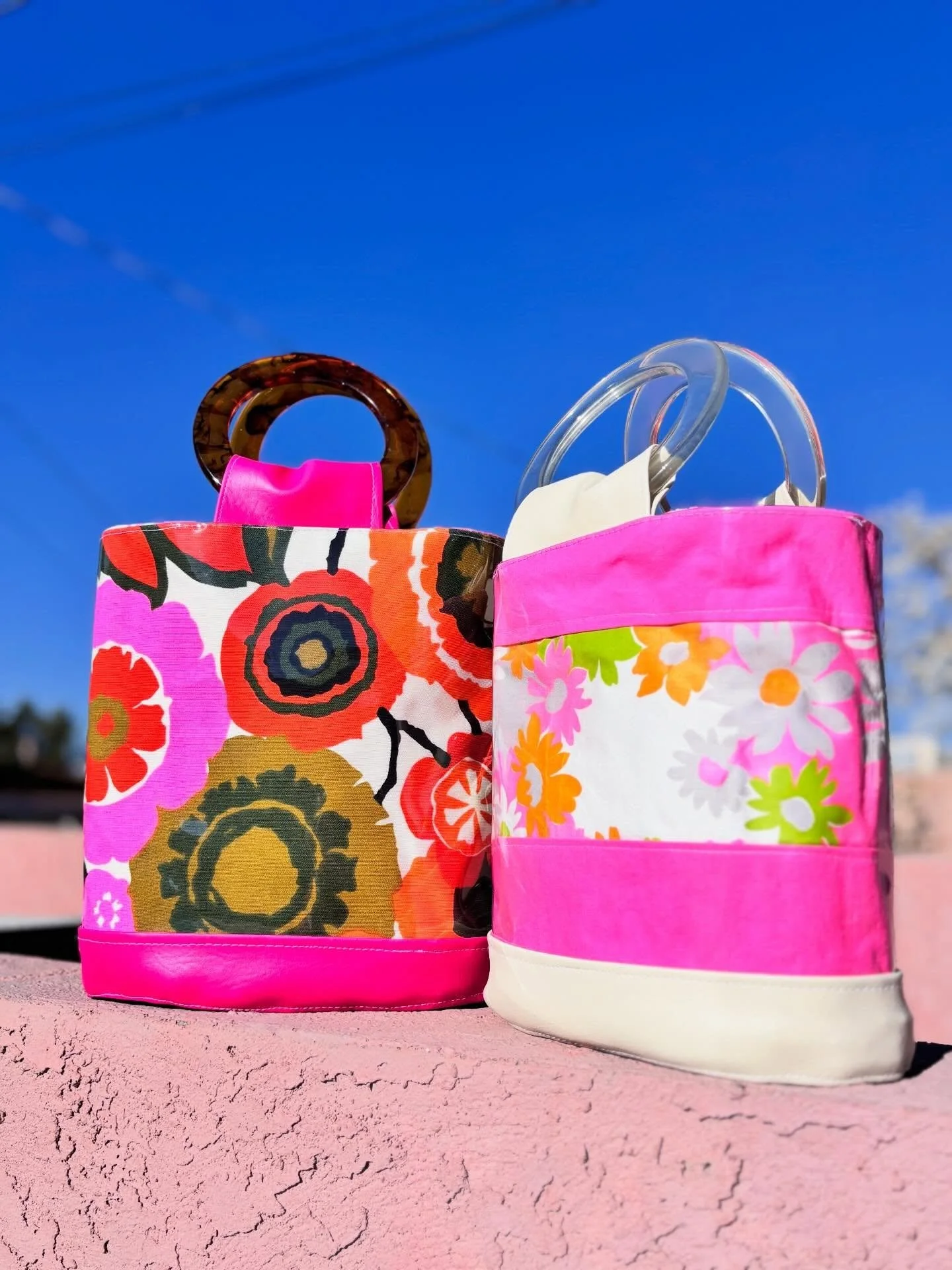 The car is packed with lots of fun, new Chelle Summer dresses, coverups and, handbags, including these two. The one on the left comes from the Vicki Lynn Collection and the one on the right was made with a piece of vintage fabric from @eschvintage pa