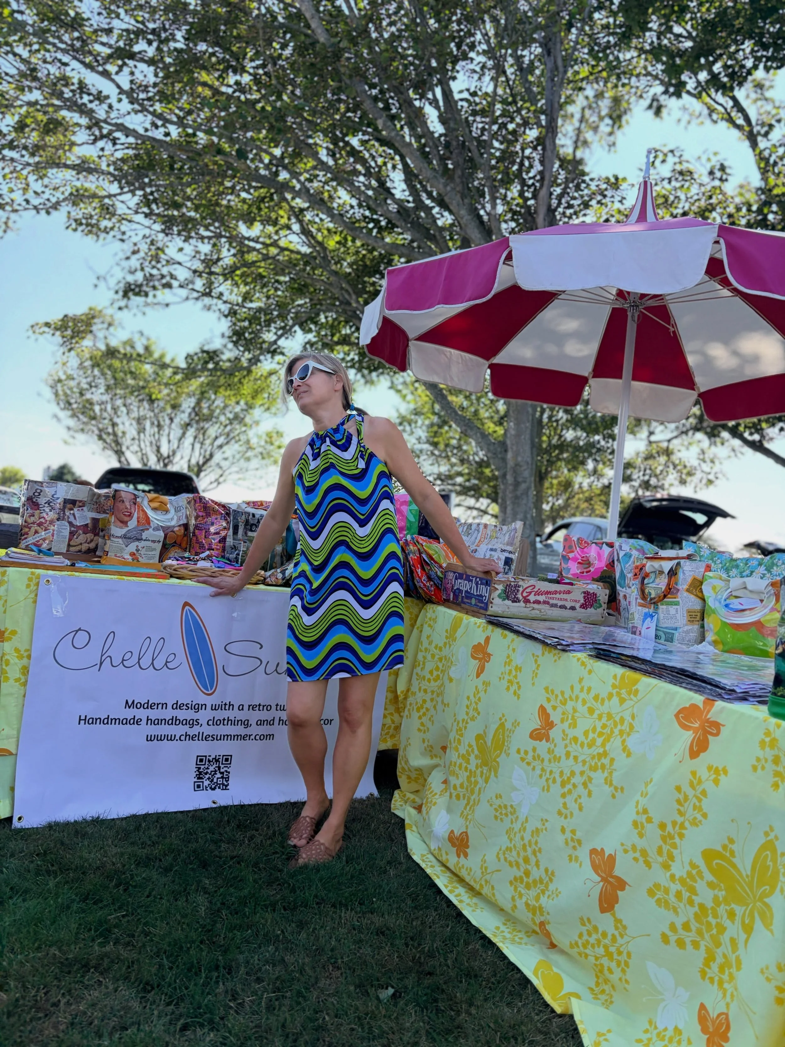 Day 2&hellip;. Montauk. The oranges bag was made using 1940s advertising from Saturday Evening Post. It&rsquo;s a joyous feeling to see my ideas come to fruition and then move on to be carried and admired in the world. Thank you for including me this