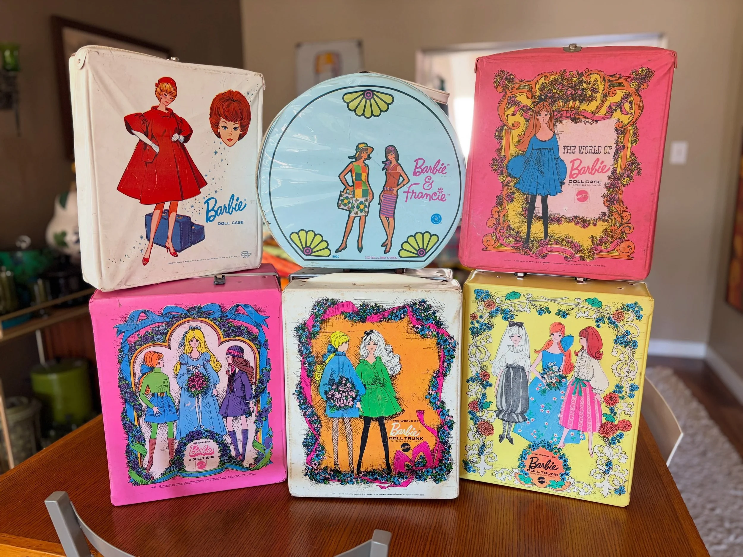 The Chelle Summer workshop is a flurry of activity with the addition of the estate sale fabrics last week. Then on Friday, my &ldquo;vintage Barbie case&rdquo; supplier brought these. On Sunday, he brought seven more he found stashed in a closet. The
