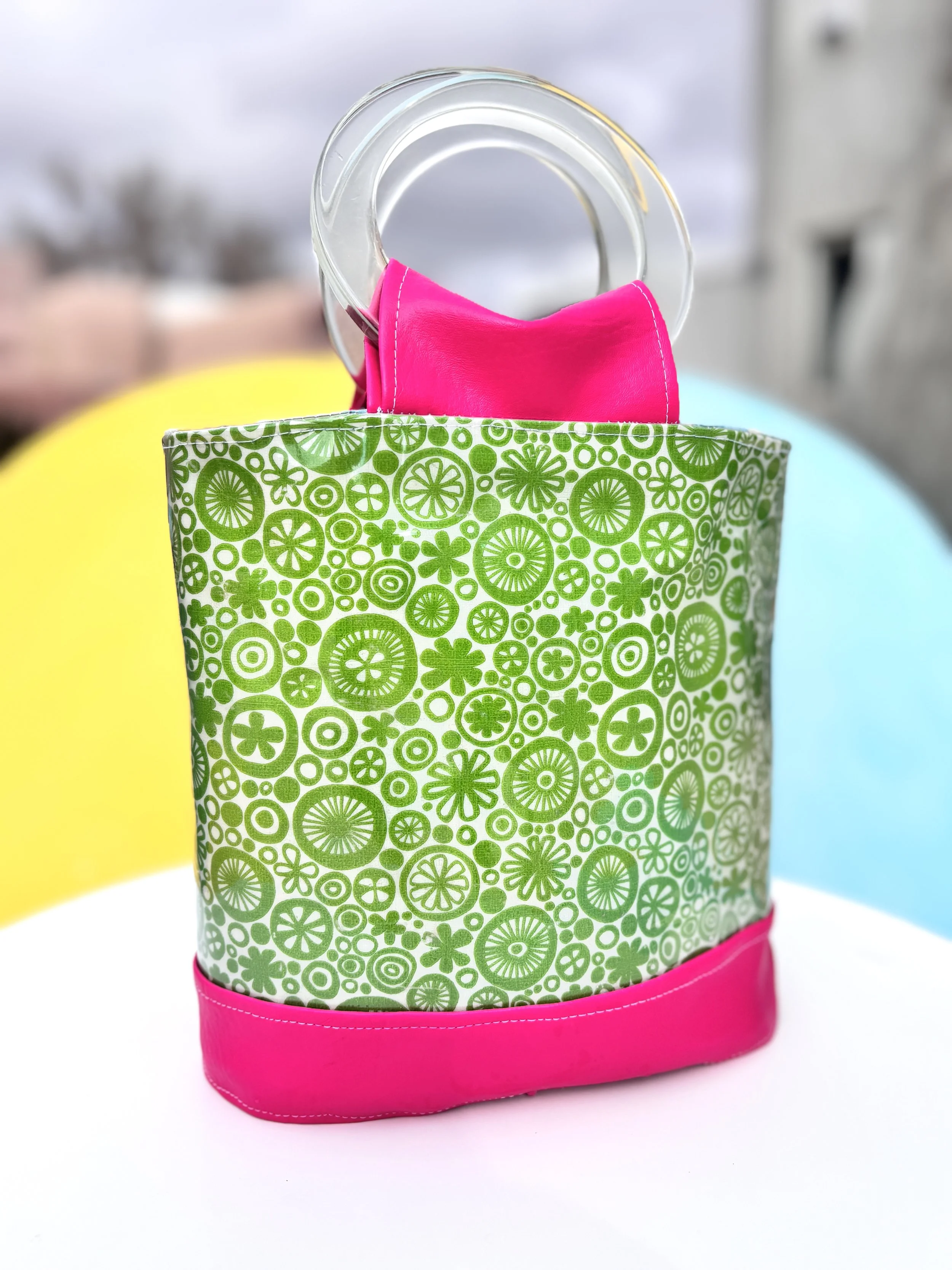 Vintage Shelf Vinyl Liner Preppy Handbag