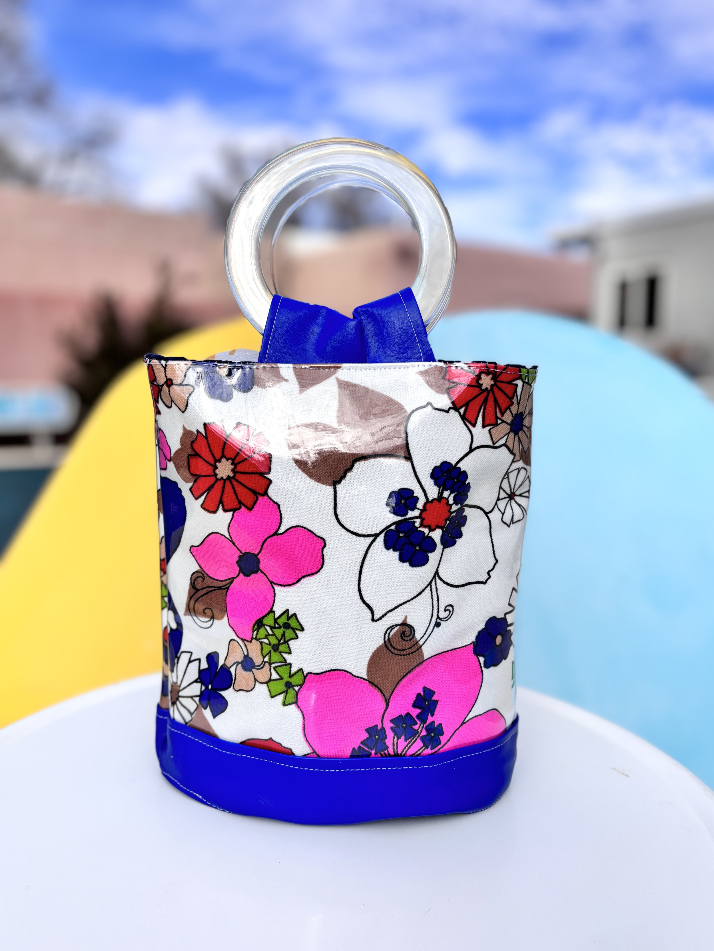 Groovy Floral Polyester Double Knit Handbag