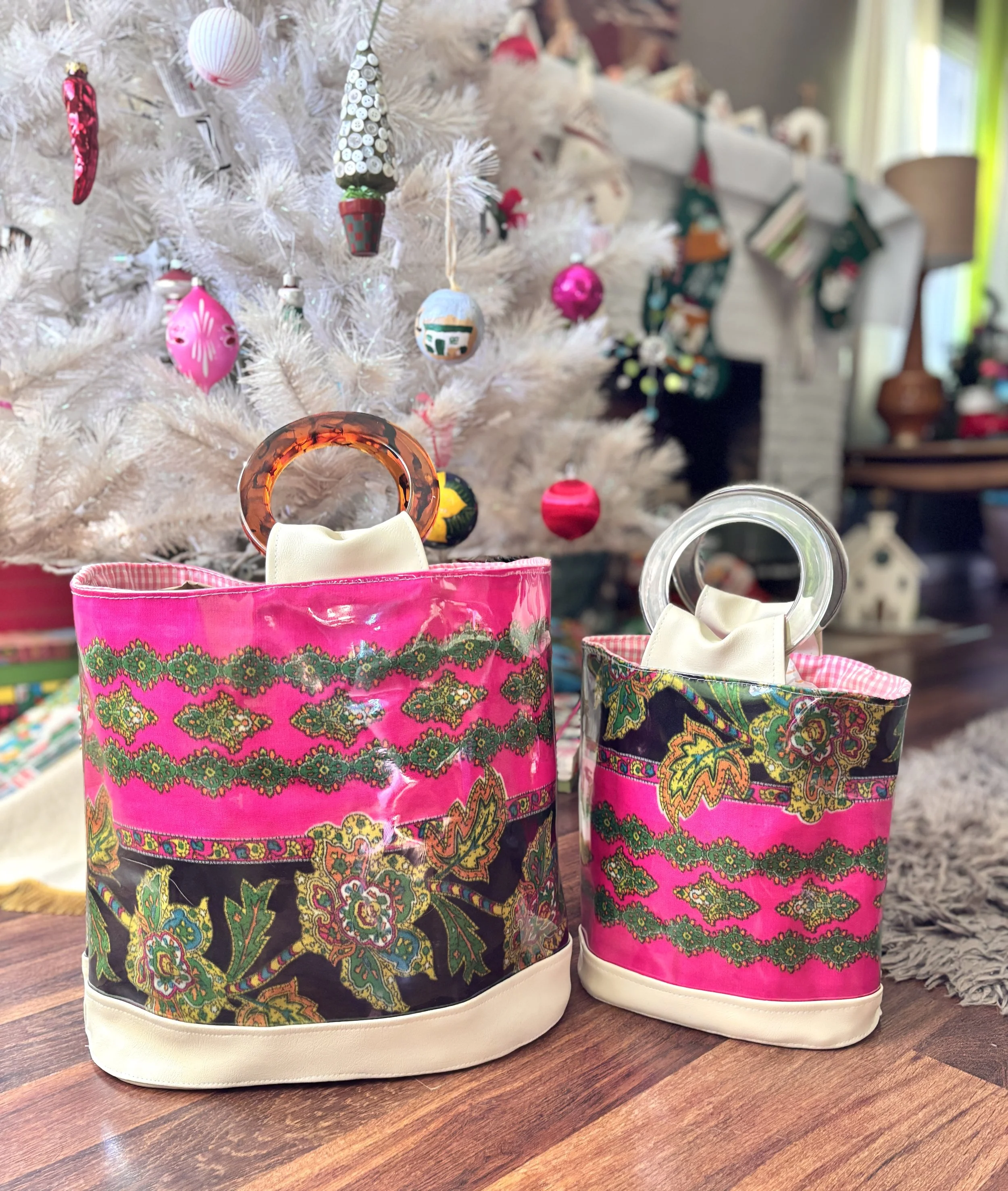 Vintage Pink and Black Skirt Handbags