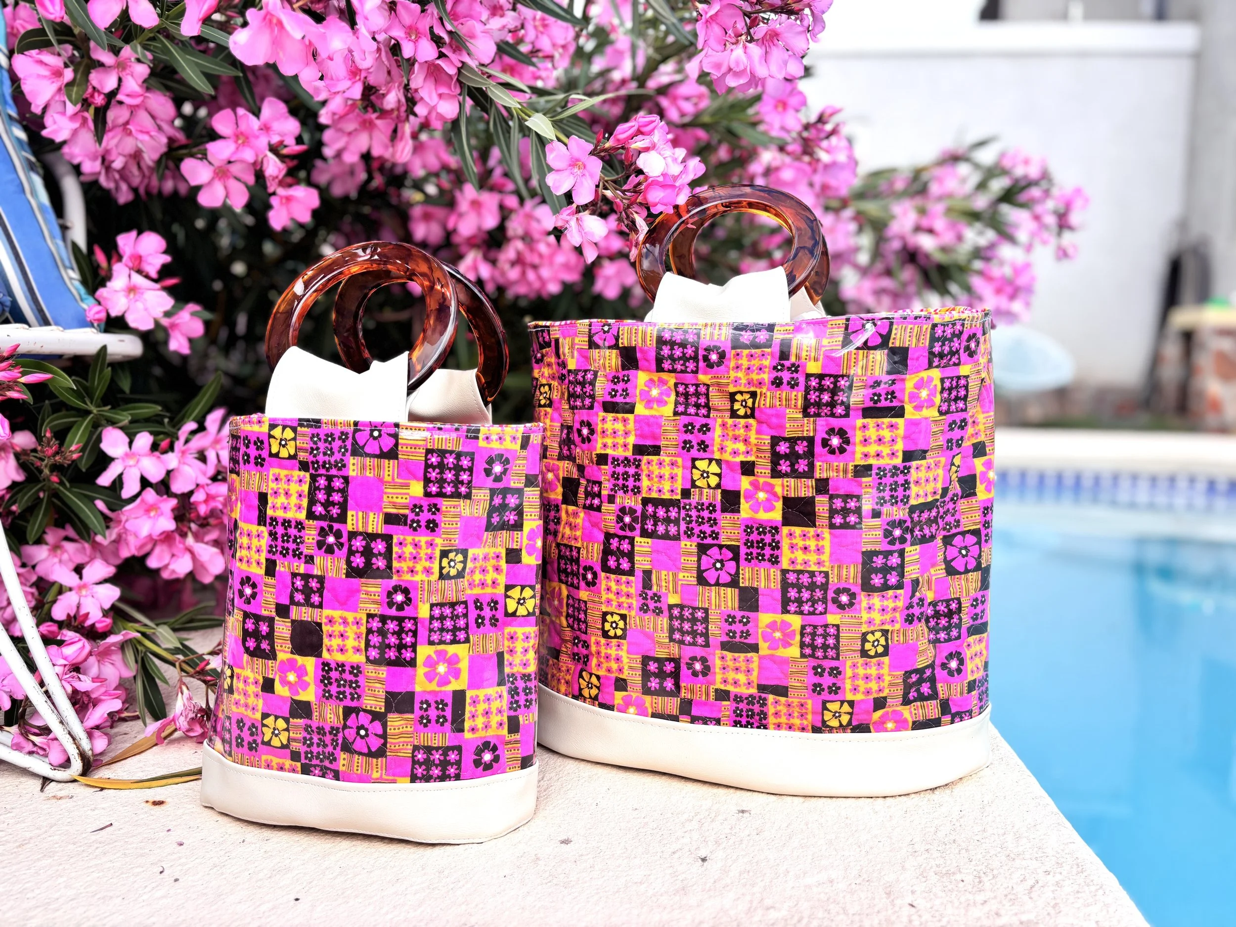 Fun Browns and Pinks Vintage Quilted Fabric Collection