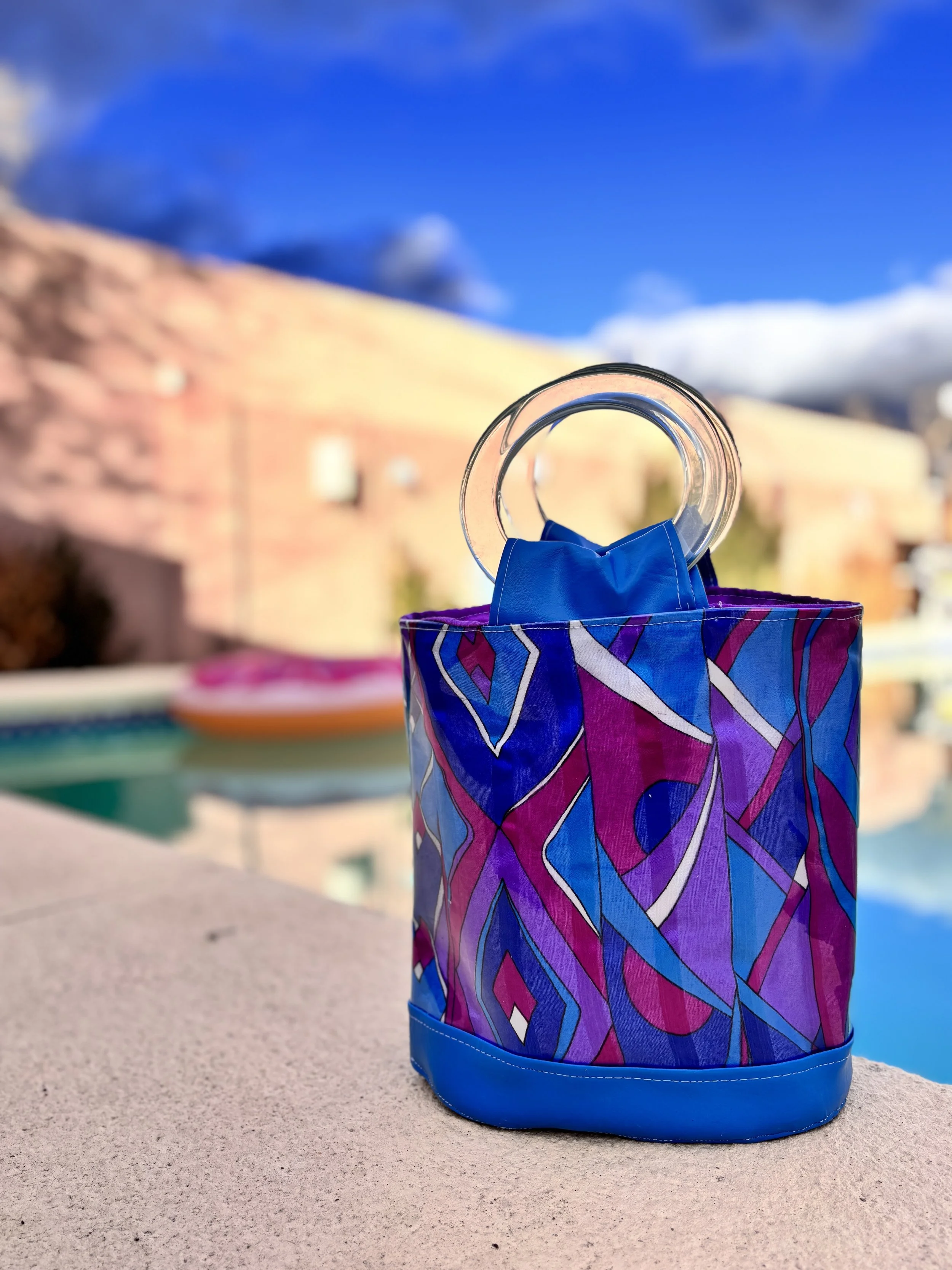 Vintage Blue and Purple Scarf Handbag