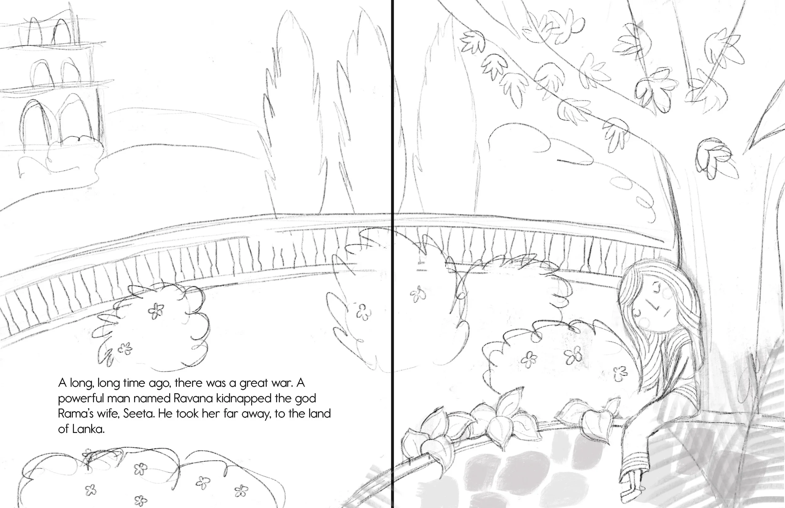 Sketch #2. The Client asked to take Seeta to place a little less secluded.