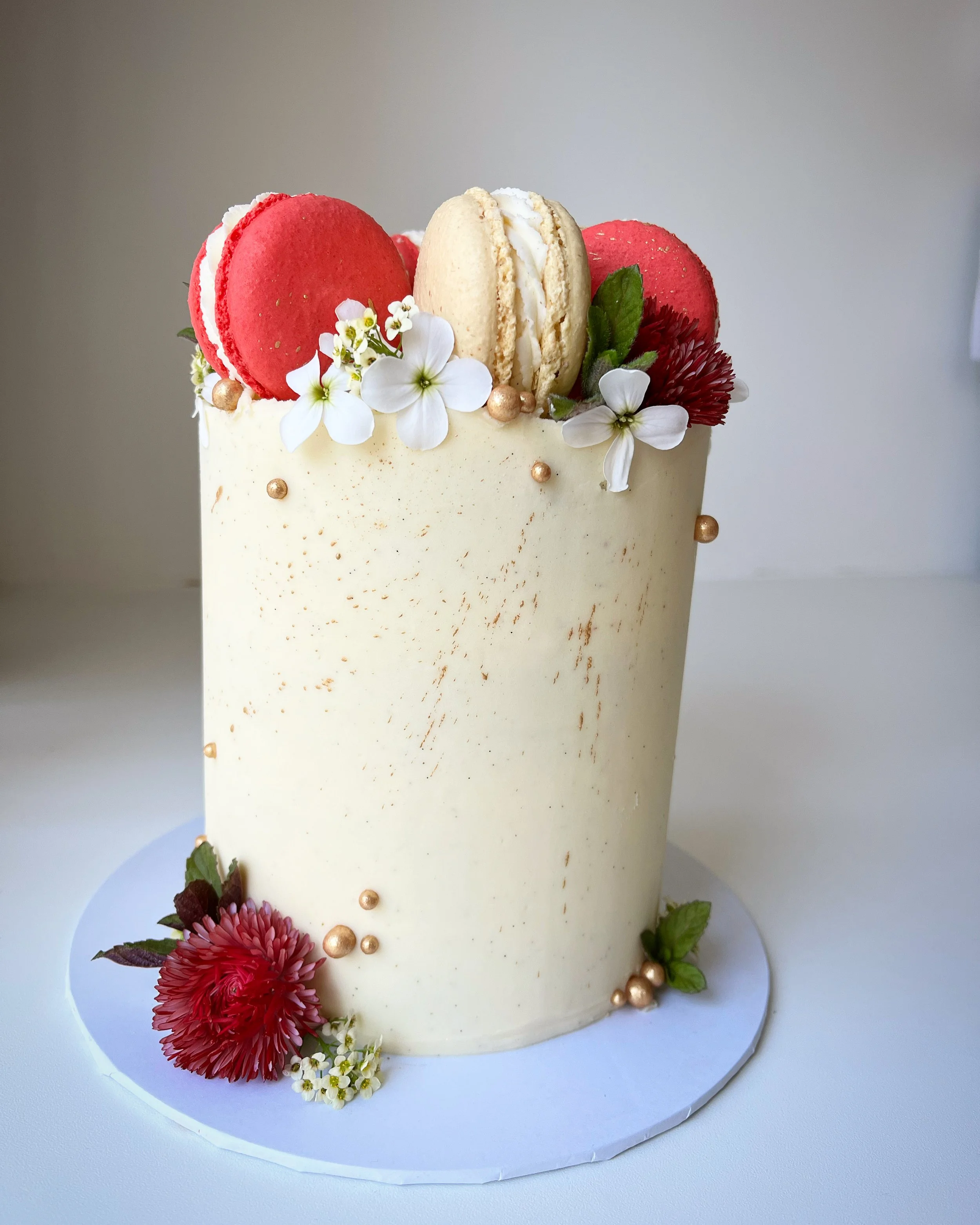 Macarons, Small Flowers and Gold Details