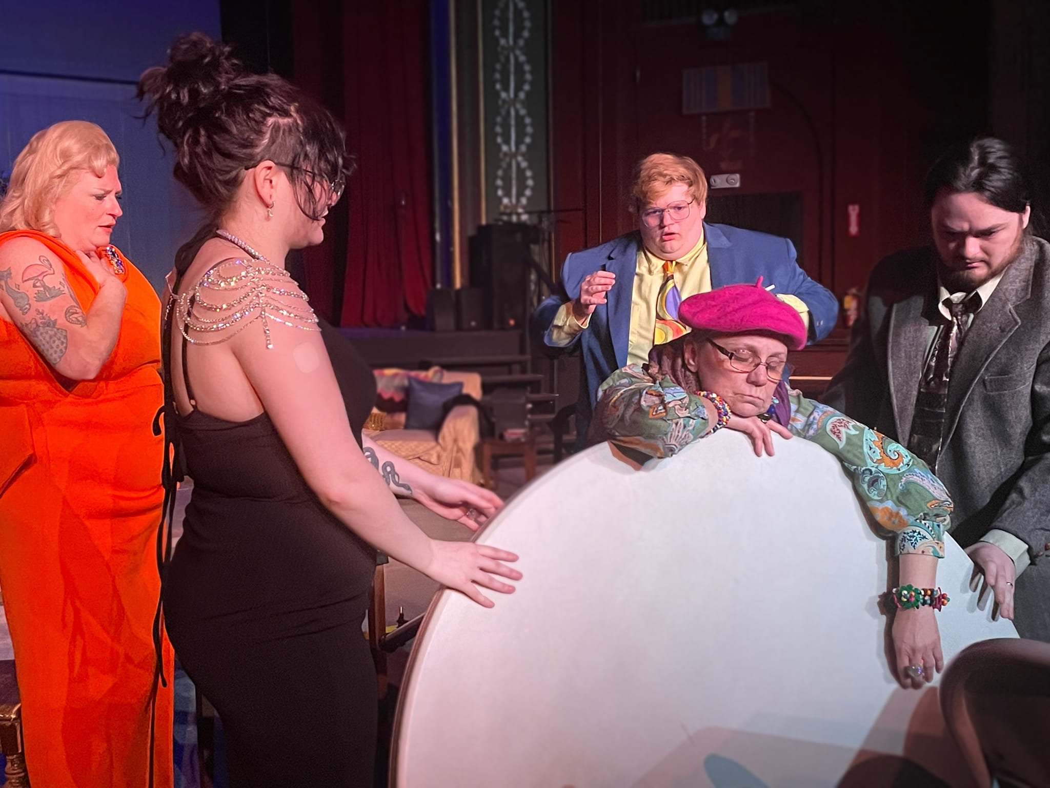 Samantha Hall-Saladino (Ruth), Nikkita Laurayne (Mrs. Bradman), Patti Noble (Arcati), Ashley Olmstead (Charles, & Jay White (Dr. Bradman)