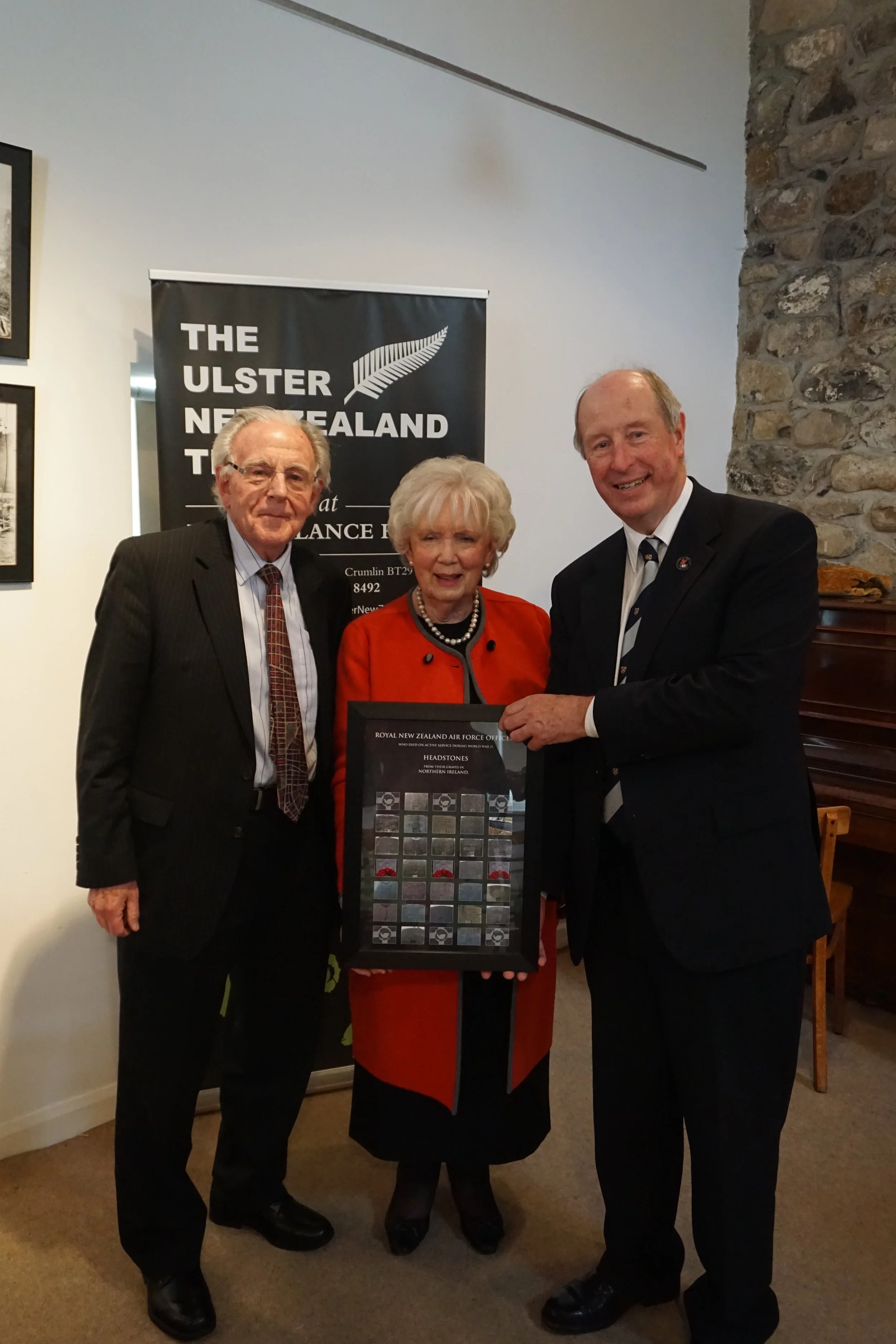 Bryan Johnston and Paul Hewitt pictured with Mrs J Christie CVO OBE, Lord Lieutenant for Co Antrim
