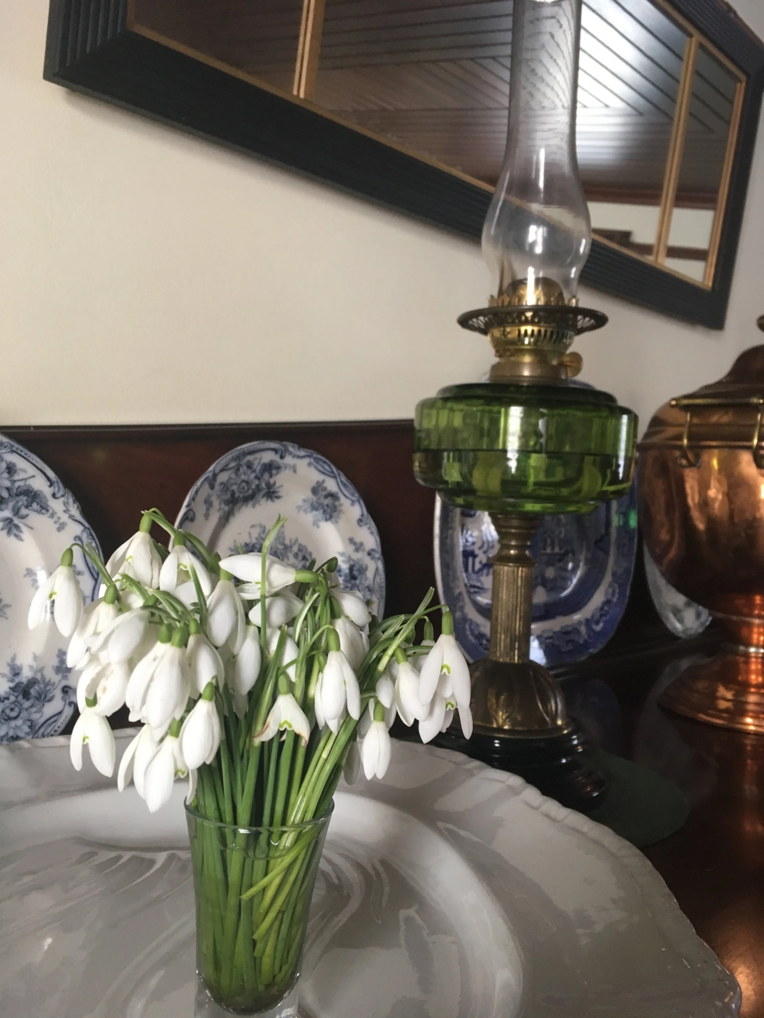 One of the original Victorian oil lamps in the Parlour