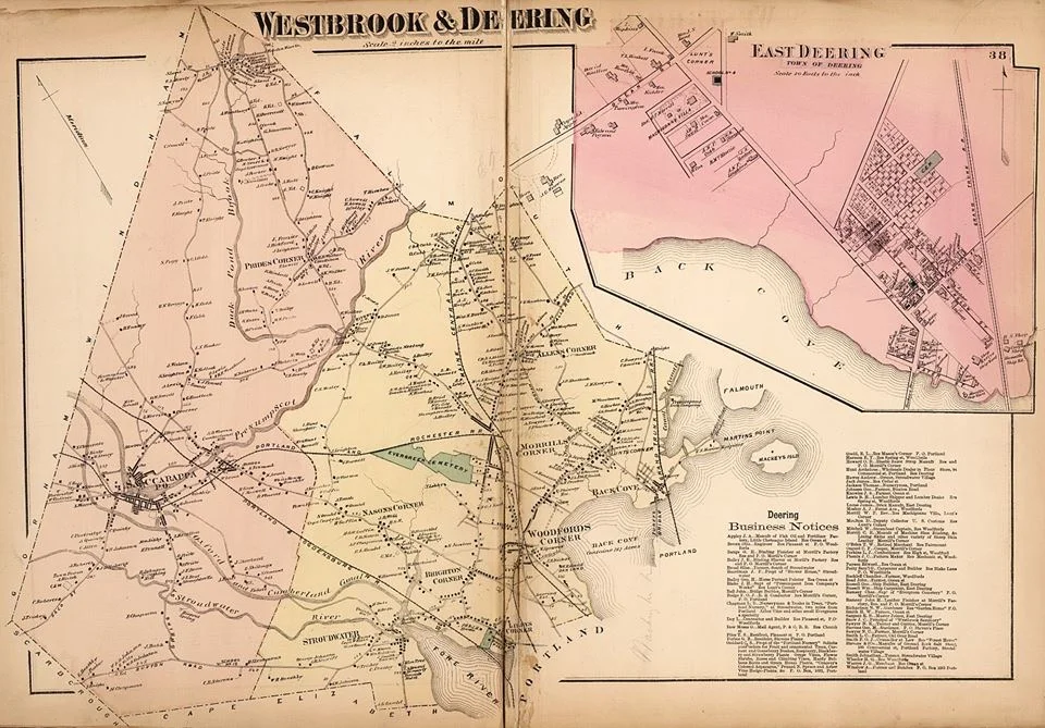 Map of Westbrook and Deering, 1871