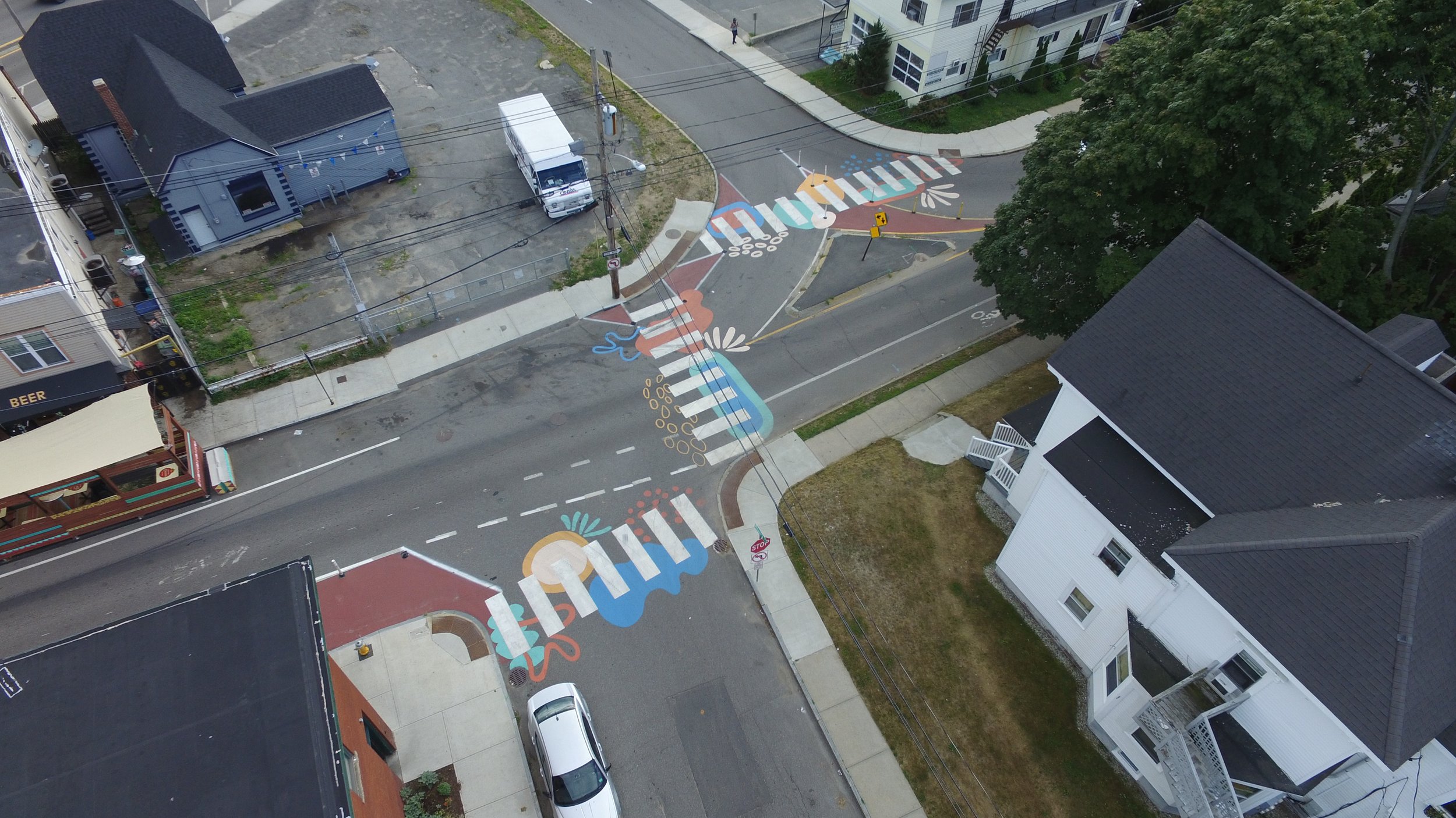 Corner Crosswalk Murals: Drone Photos