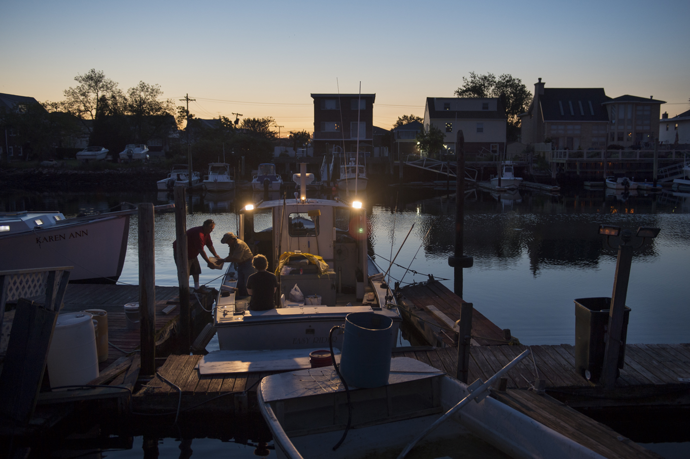  James Culleton prepares for a day of fishing aboard his boat, the Easy Rider, in Howard Beach, Brooklyn in the summer of 2013.&nbsp; After a long and troubled winter, James’s regains some normalcy in his life by returning to the water.  