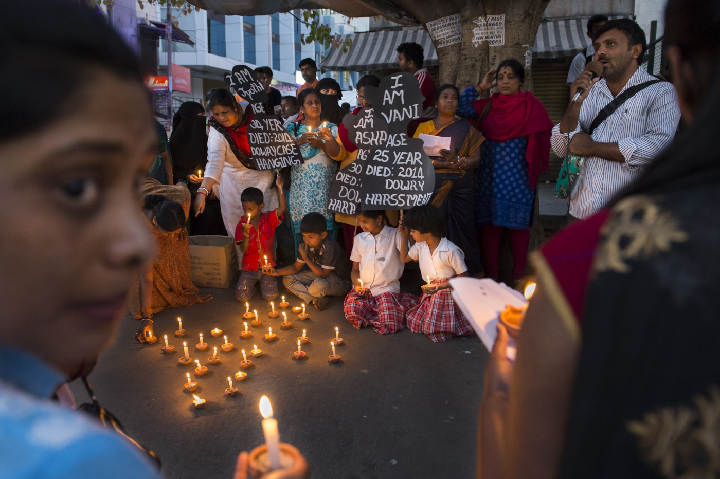  Members of Vimochana bring their campaign in opposition to violence against women to a busy intersection of Bangalore, India.    