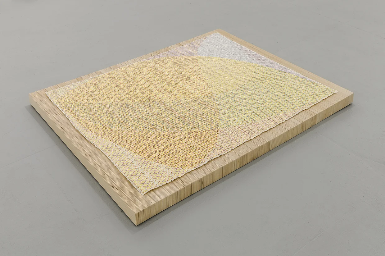 YMCK14 , 2015 Acrylic on Hand-Loomed Fabric 50 1/2 x 40 1/2 inches