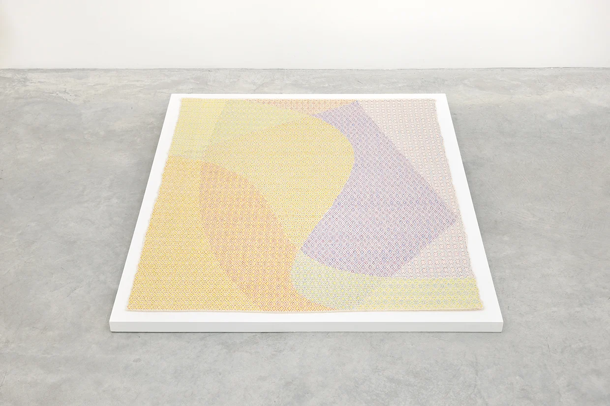 YMC4, 2014 Acrylic on Hand Loomed Fabric 49 1/2 x 41 1/2