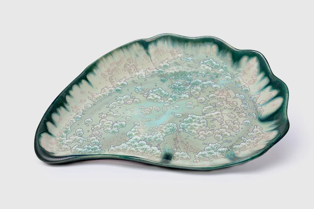 Large Plate, Mint & Charcoal