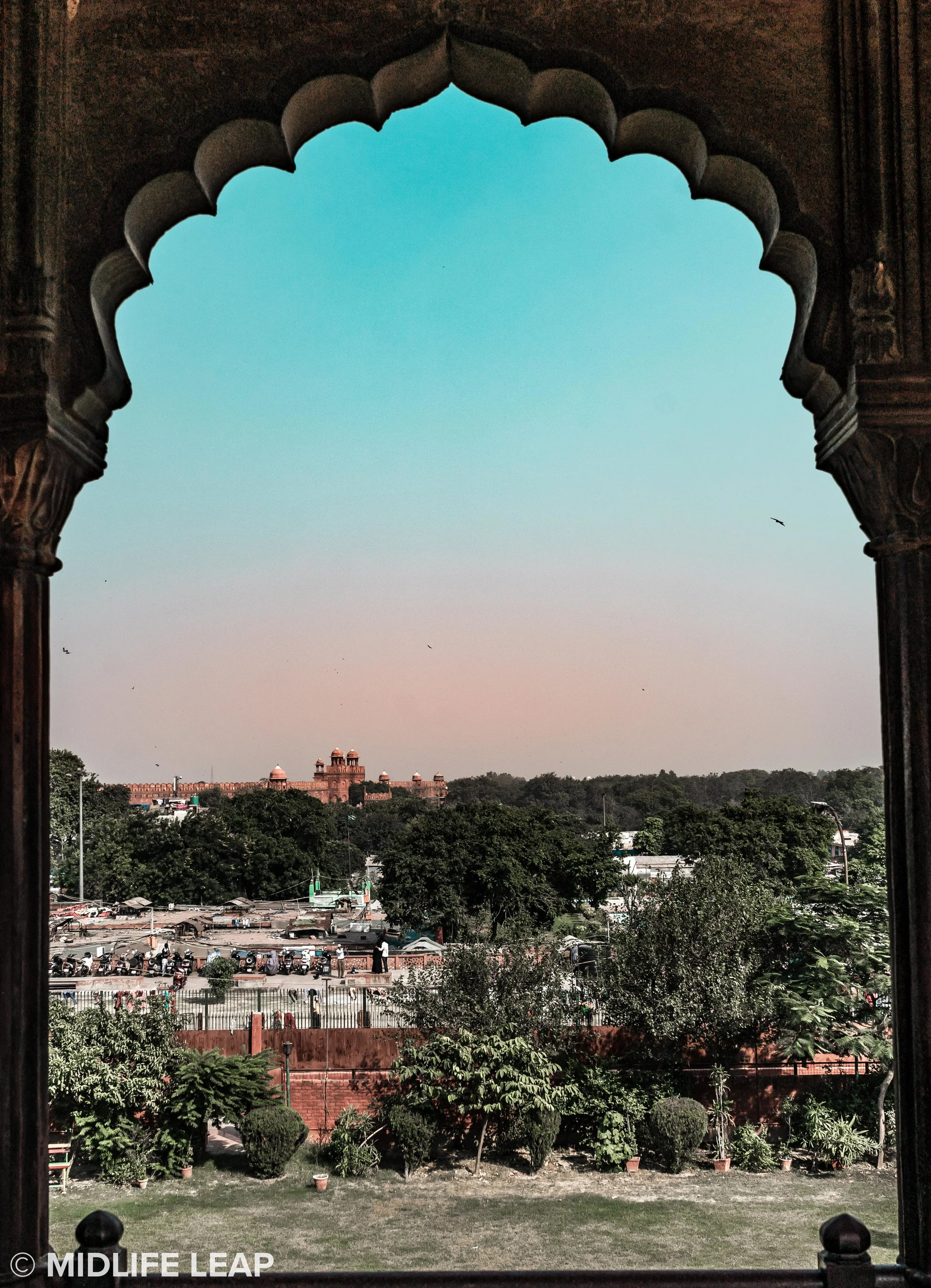 Red Fort in the distance from Jama Masjid