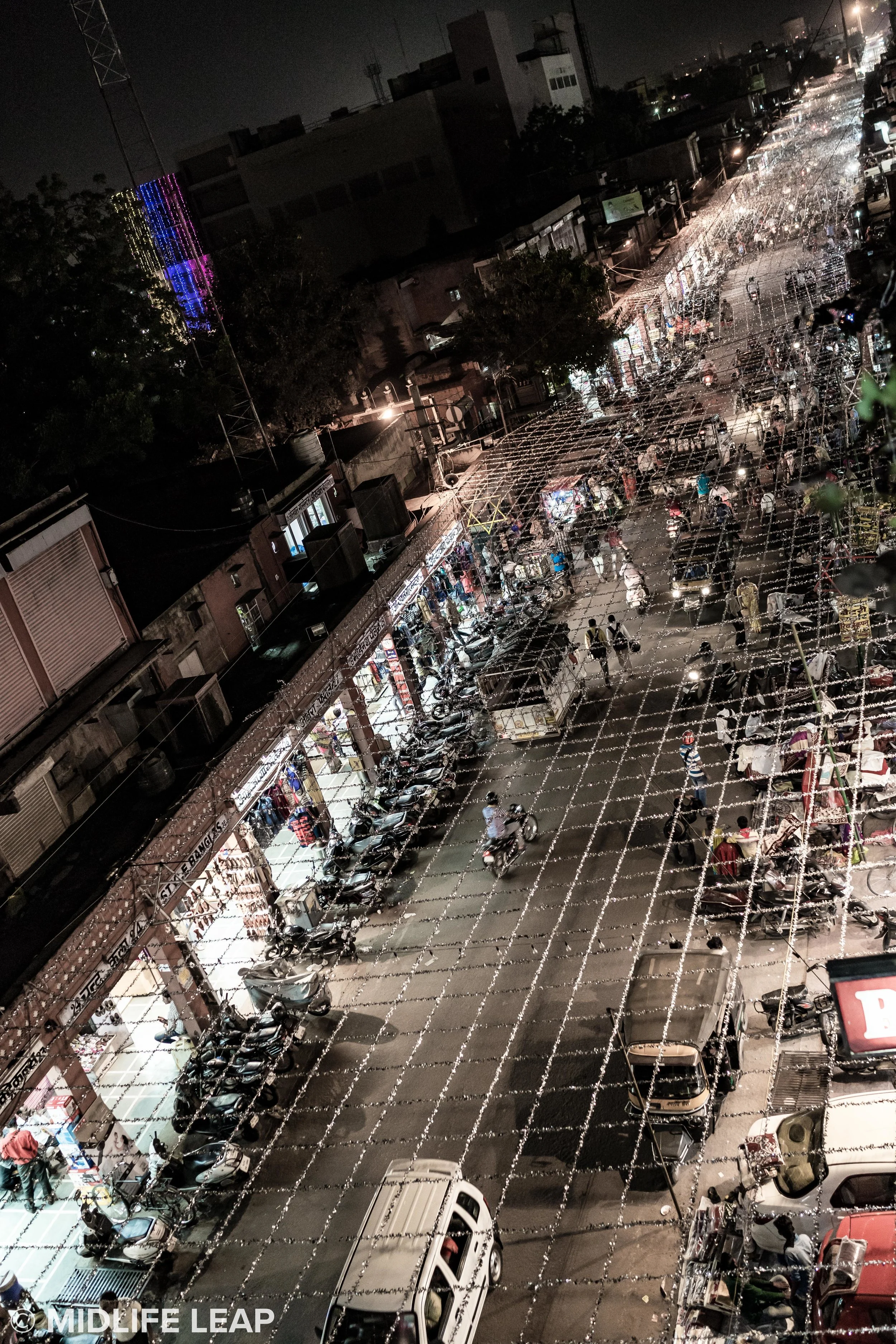 Nehru Bazaar at night