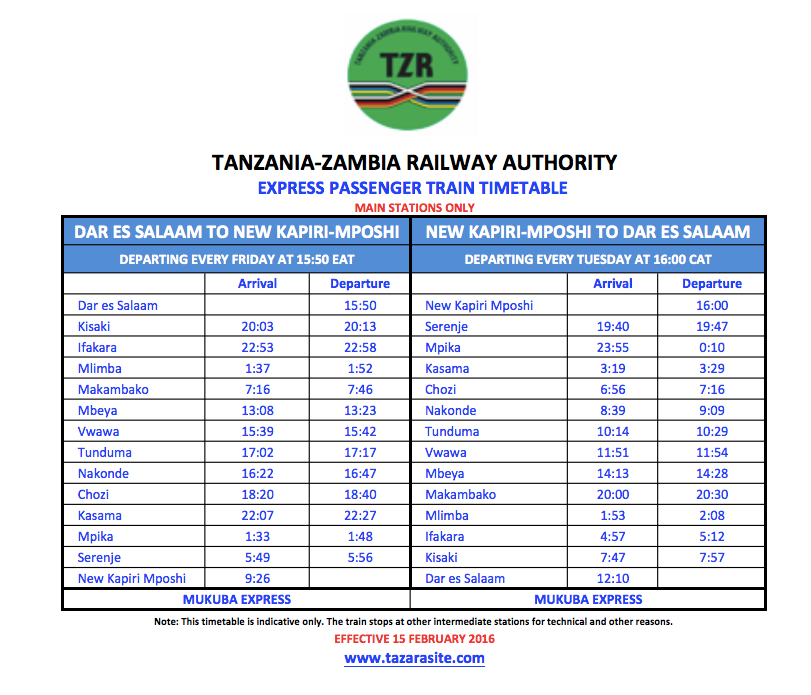 Tazara-train-Mukuba-express-train-time-table
