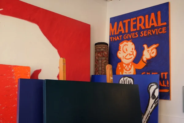 A corner full of canvases