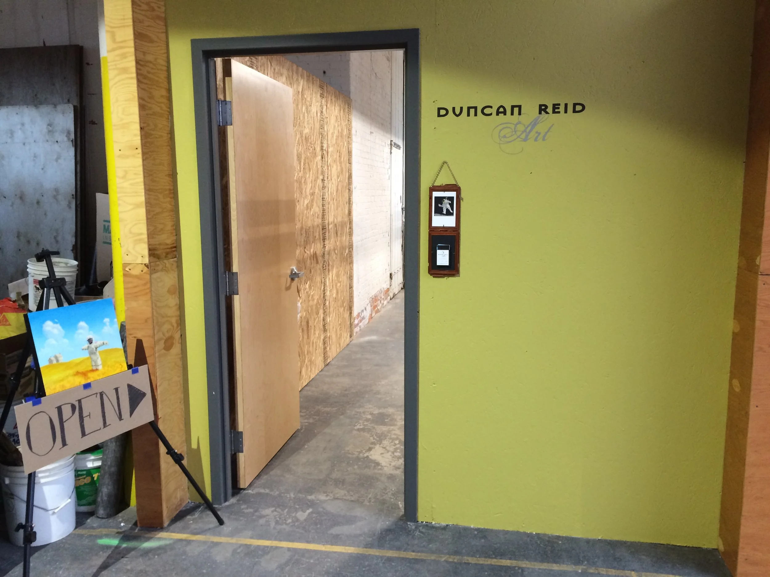 I also repainted the entrance and put up a sign just in time for myself and a couple of other artists to have our studios open for a Space Center event.