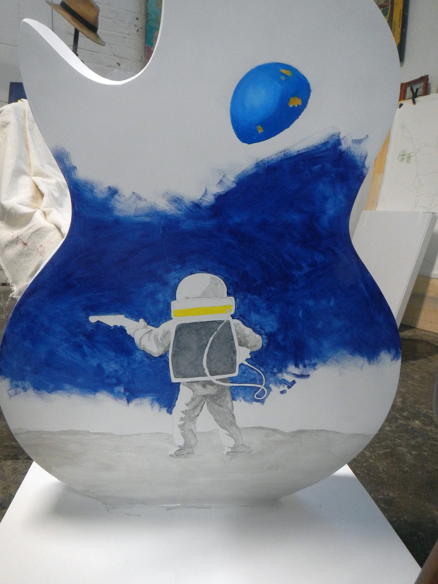 More Indanthrone Blue and a coat of Ultramarine Blue for the Earth.