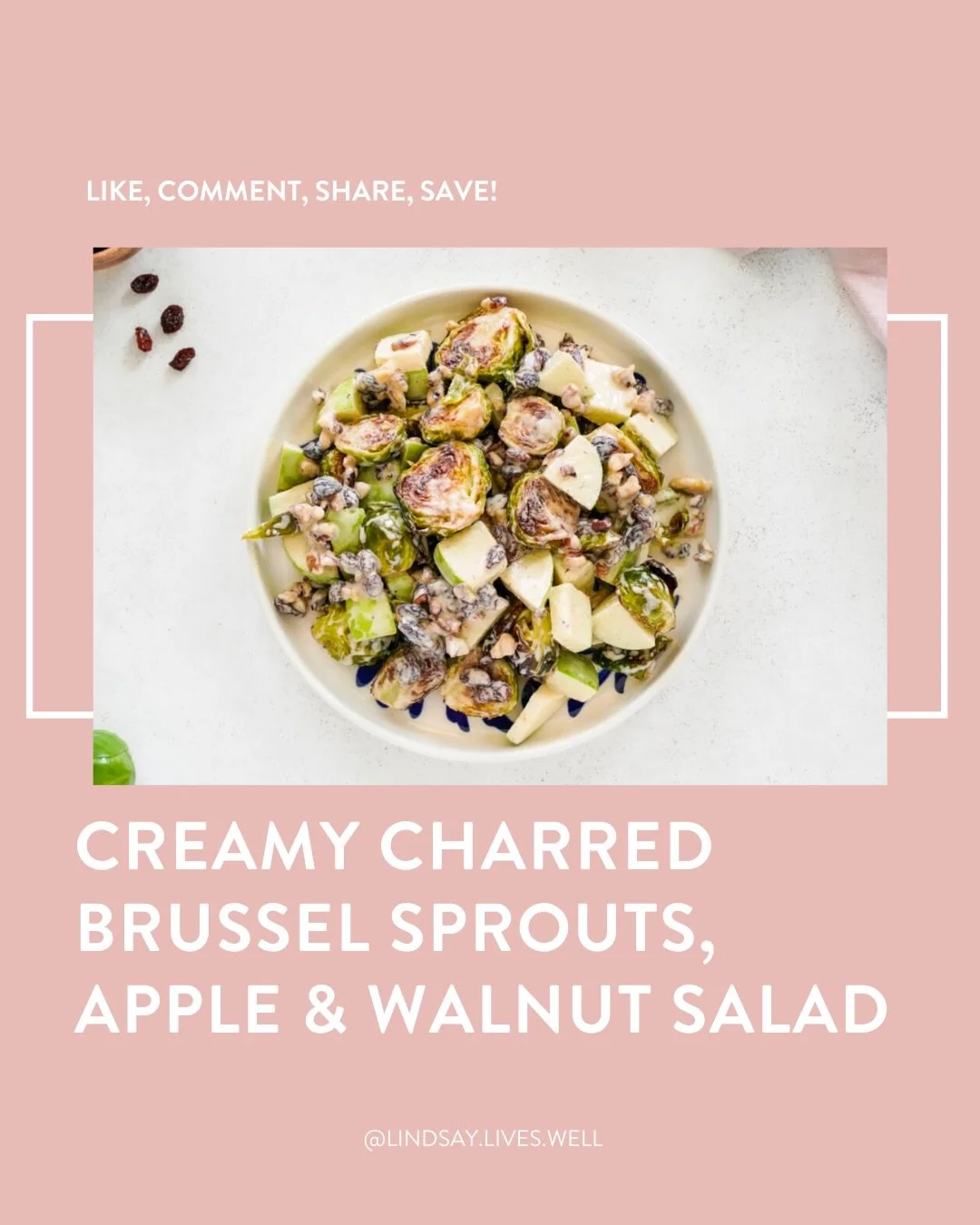If you think you don&rsquo;t love Brussels sprouts&hellip; this might be the recipe that changes your mind. 😍⁣
⁣
My Creamy Charred Brussels Sprouts, Apple &amp; Walnut Salad is warm, cozy, a little sweet, a little tangy&mdash;and honestly? Totally a