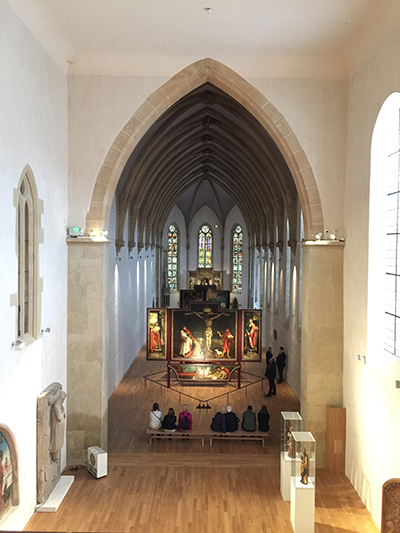 Balcony view of the Crucifixion panel.