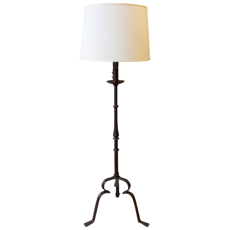 Spanish Wrought Iron Floor Lamp With A, Rod Iron Floor Lamps