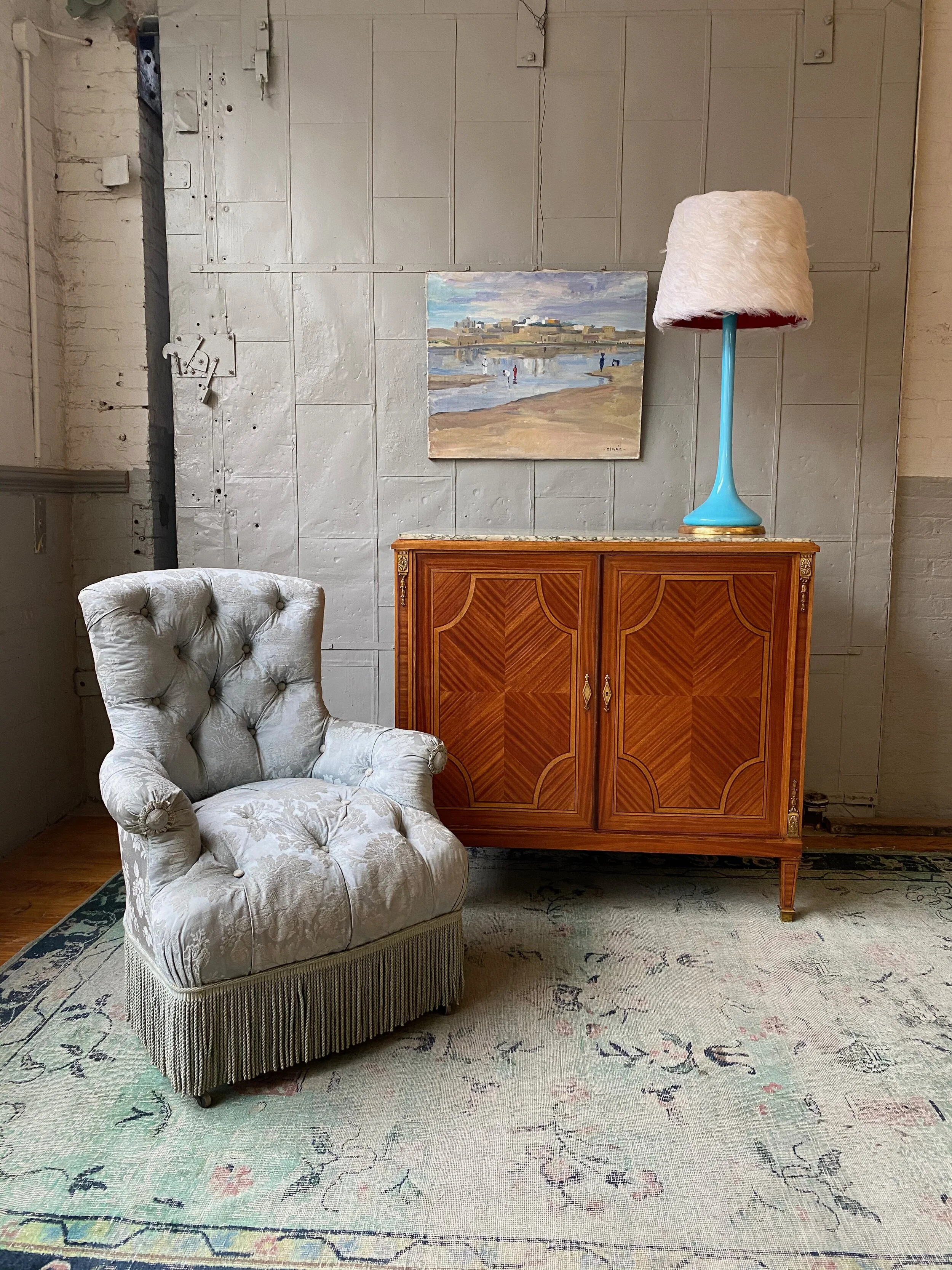 French 19th C. Tufted Armchair and Ottoman  (SNA0613-11)