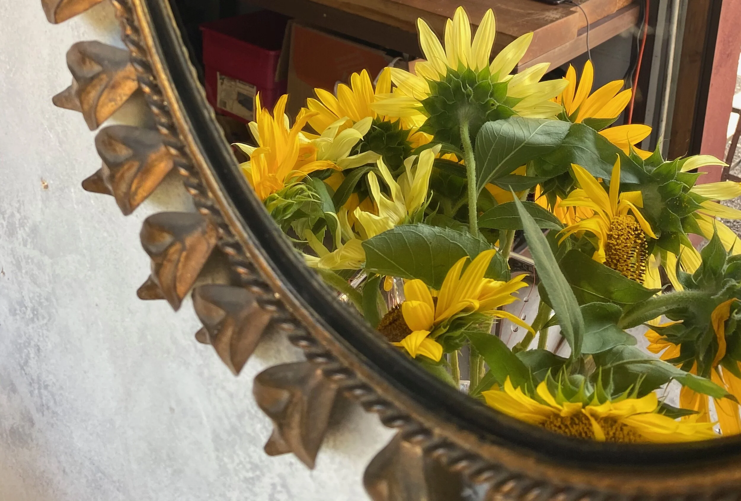 Spanish Oval Sunburst Mirror With Curved Leaves  (DS0902-07)