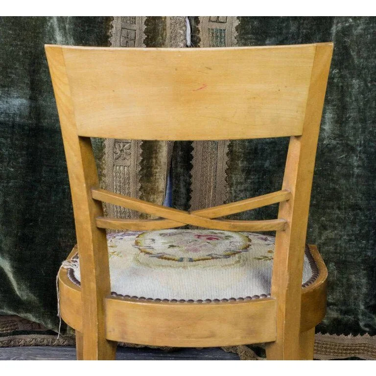 Pair of French 1940's Side Chairs with Embroidered Seats  (SST0215-09)