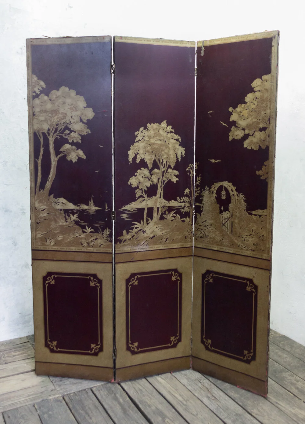 1930's Asian Inspired Three-Panel Screen