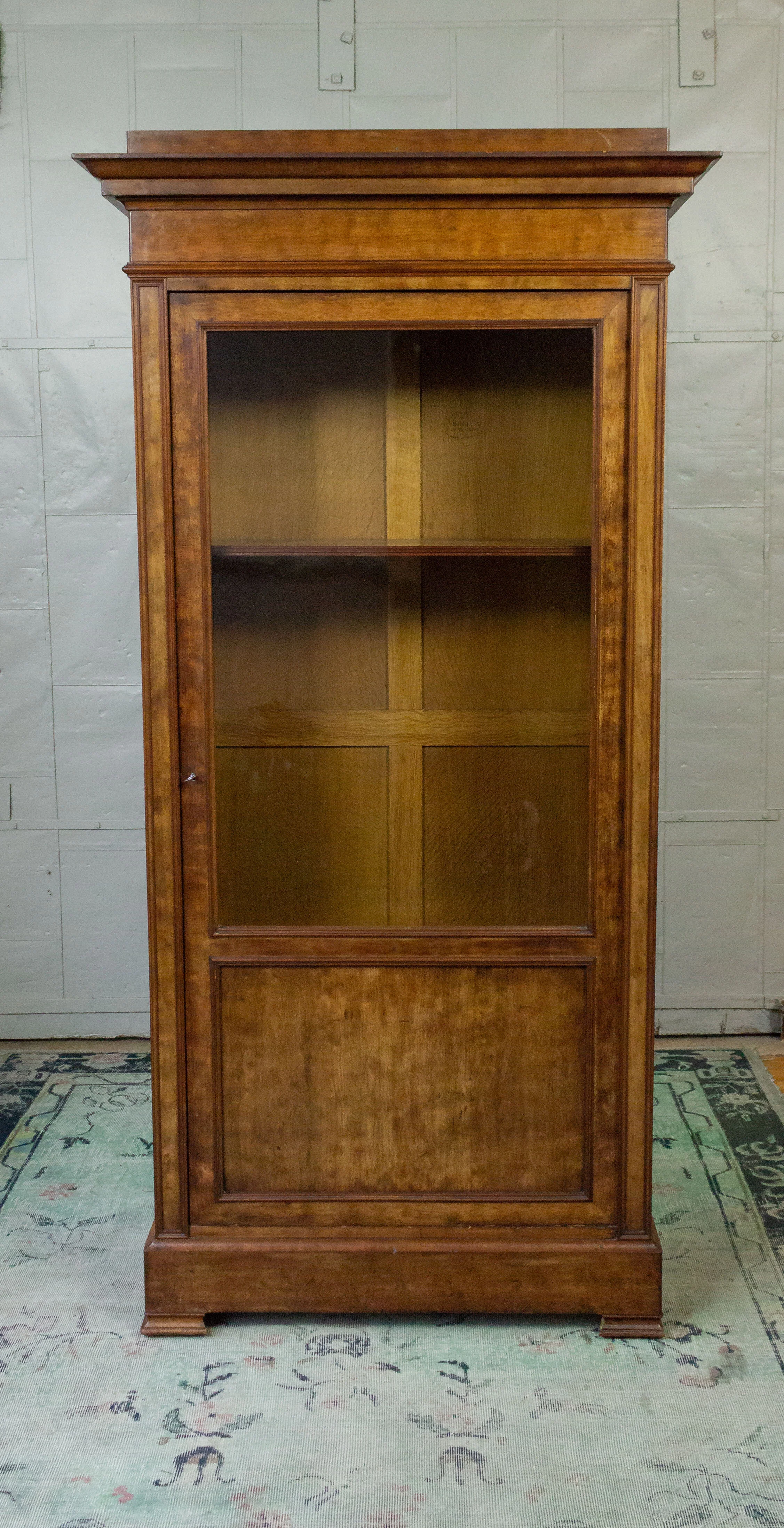 French 19th Century Walnut Bookcase With Glass Door & Two Shelves  (FB0307-05)