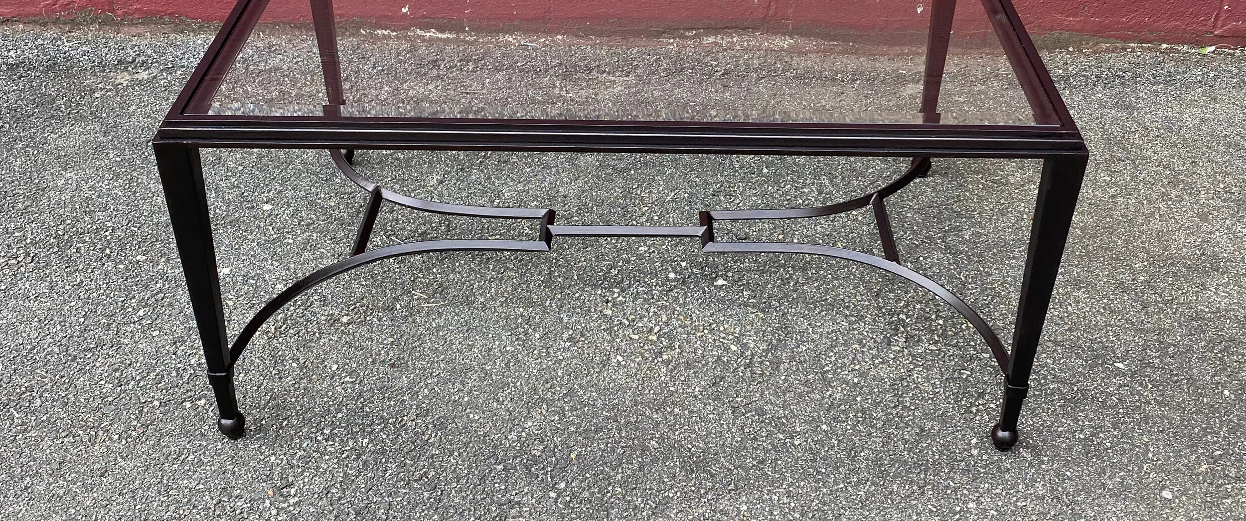 Iron and Glass Coffee Table in Patinated Bronze Finish (CT0821-01)