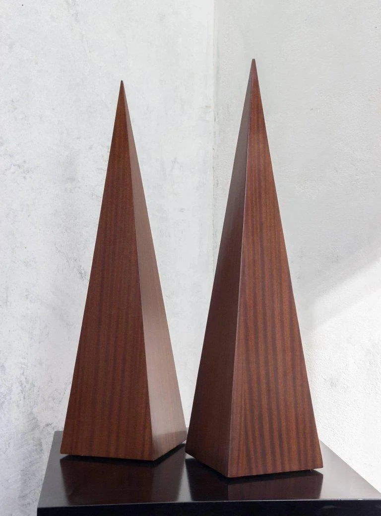 Striking Pair of 1940's Mahogany Veneered Obelisks  (D1105-02)