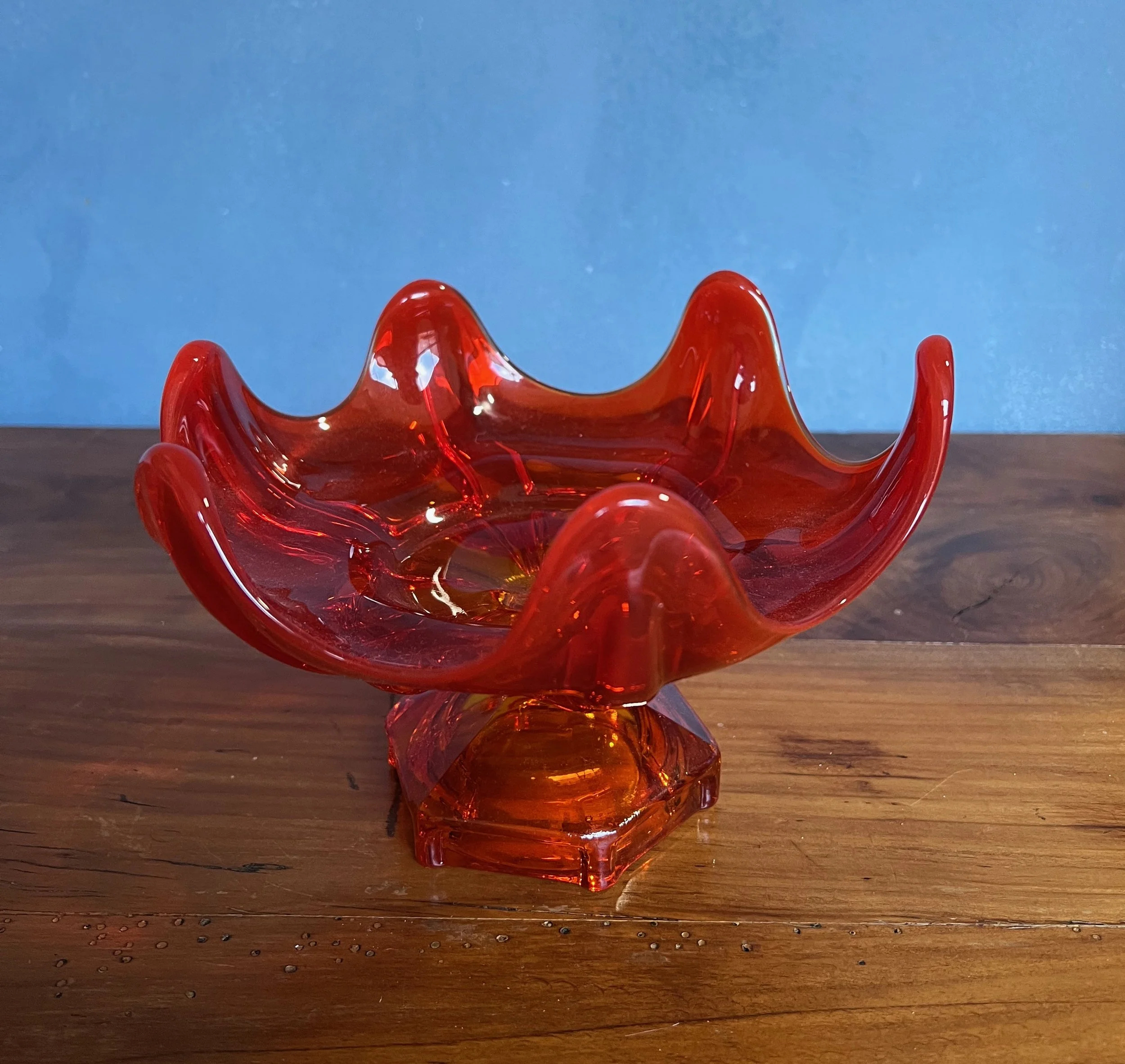 Mid Century Orange Colored Coupe by Viking Glass  (H1221-03)