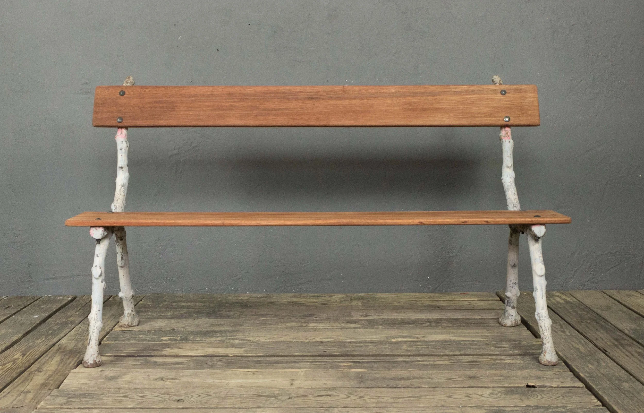 French Cast Iron Garden Bench with New Mahogany Seat & Back  (G0105-01B)