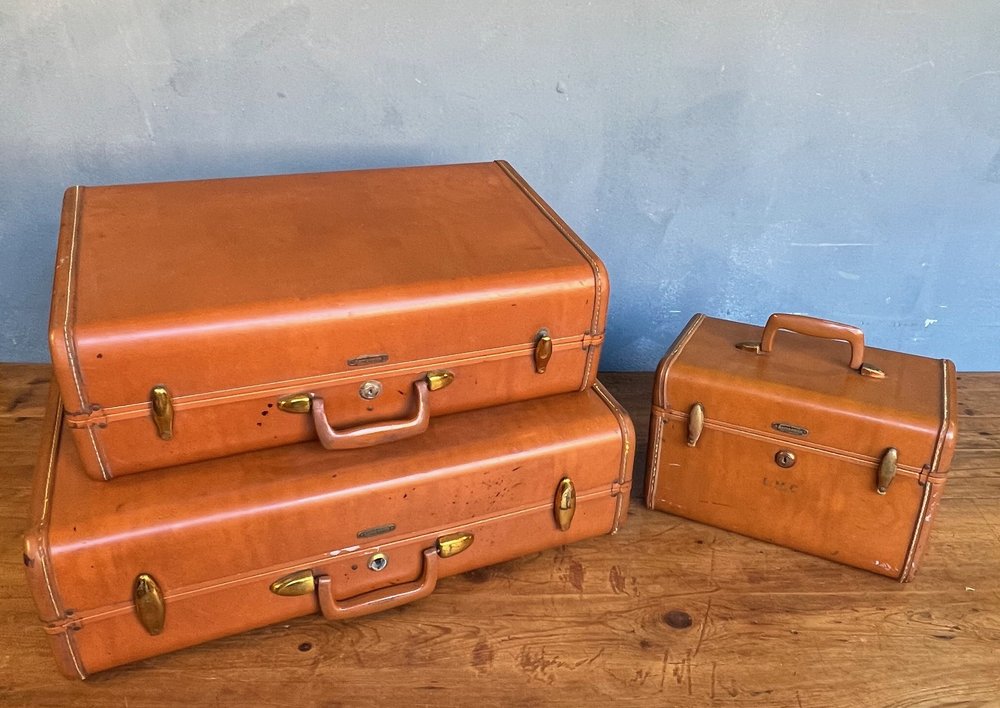 Vintage Luggage Suitcase Set Side Table Storage Box 