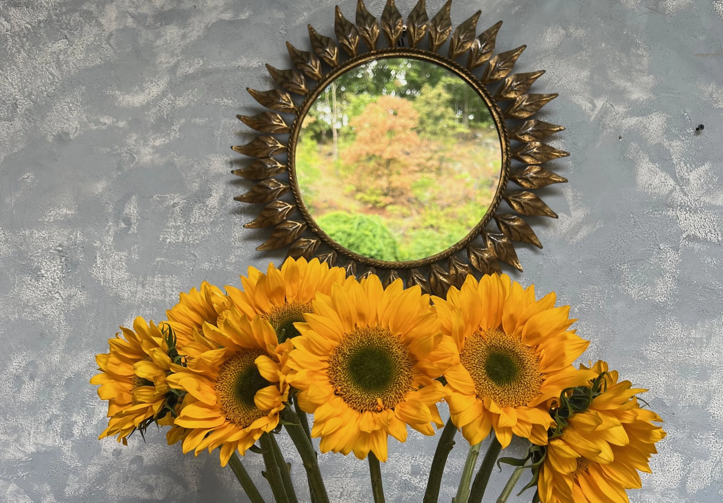 Small Spanish Round Gilt Metal Sunburst Mirror  (DS0222-04)