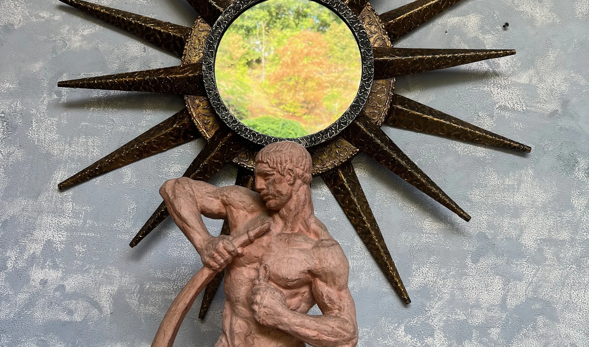 French Mid Century Brutalist Sunburst Mirror  (DS0222-17)