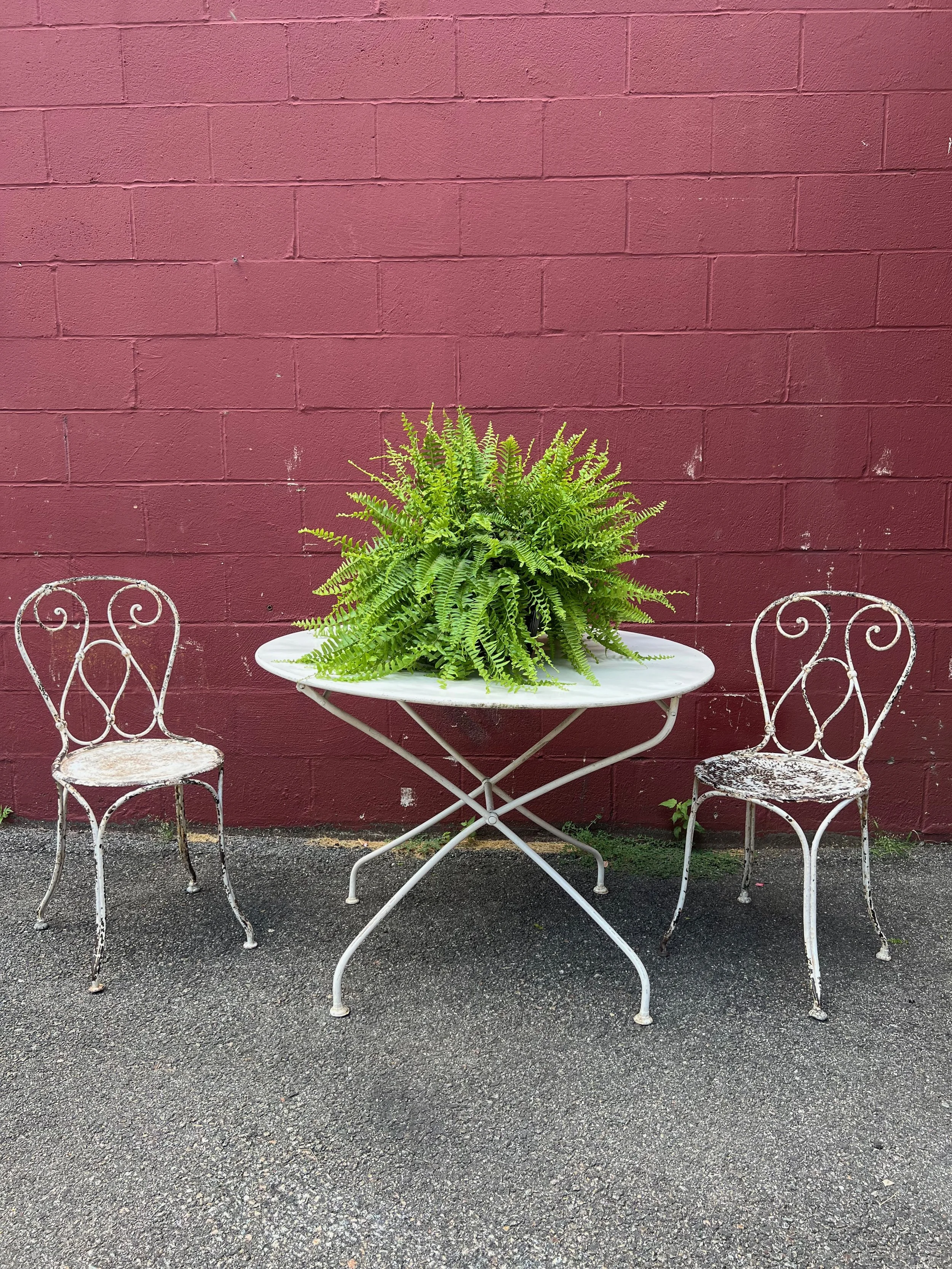 White Painted French Folding Garden Table  (G0222-07)