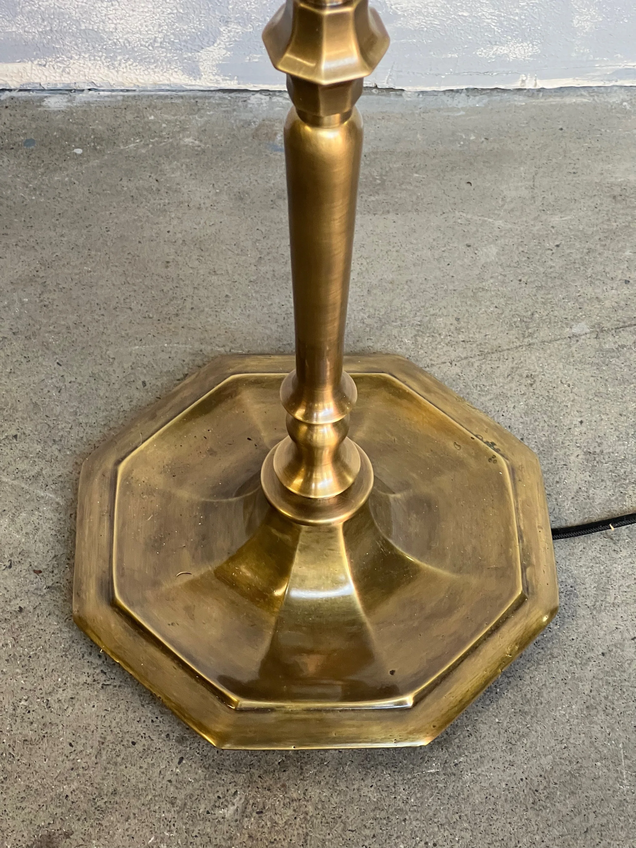 French 1940's Brass Floor Lamp with a Hexagonal Base           (LF0517-11)